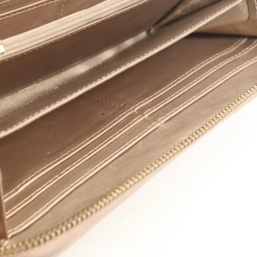 Anne Klein Pink Blush Wallet Clutch Pebbled Zip Around Accordina Cards Cash